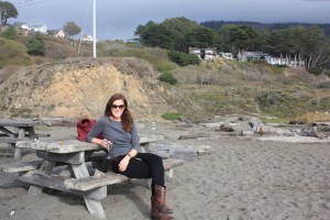 Jackie with our b&b in the background. 